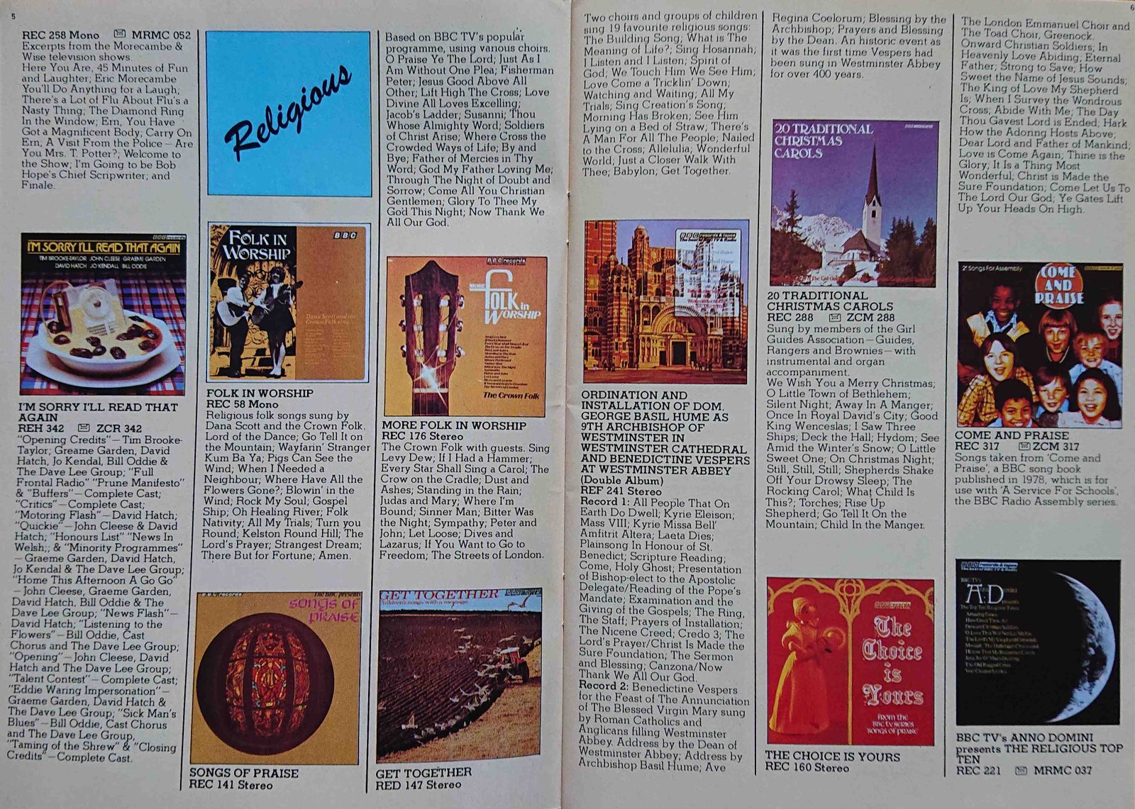 Other pages of catalogue BBC Records catalogue 1979 late